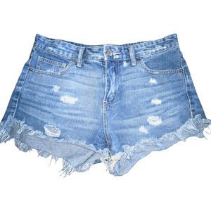 Free People Distressed High Rise Cut Off Jean Shorts Size 29